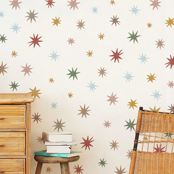 MMJ Star Pattern Wall Decals Peel and Stick Removable PVC Mural Stickers Home Room Decor