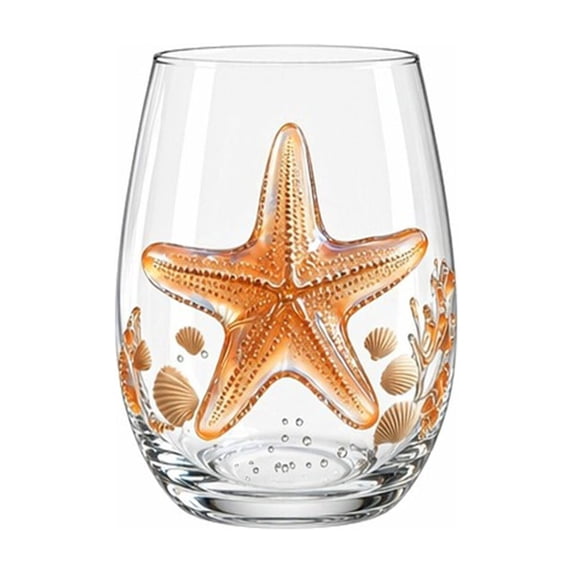 MMJ Stemless Glass Tumbler Ocean Animal Ghost Clear Clearance Handleless Wine Cup Halloween Home Bar Decor Enthusiast Gift