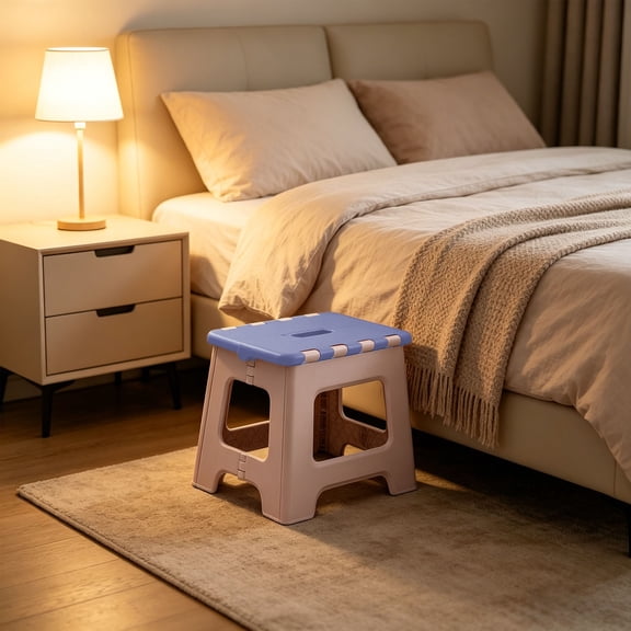 MMJ Step Stool Folding Plastic Portable Non Slip Heavy Duty for Home Camping 11x8.9x7.7in