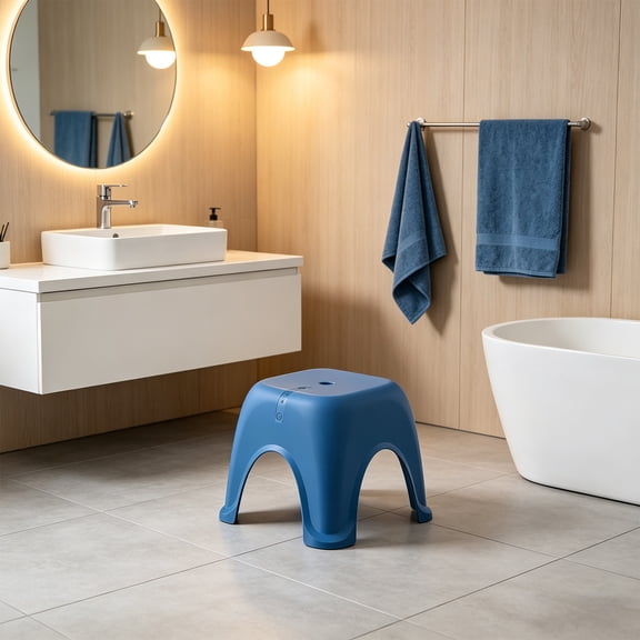 MMJ Stool for Bathroom Low Step Stool 9.45x9.45x5.91in Non Slip Plastic Small Stool for Kitchen