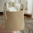 thumbnail image 1 of MMJ Storage Baskets Hand Woven Cotton Rope Medium Foldable Organizer Bin 11.81x11.81x1.97in for Laundry Toys Sundries Clothes Nursery, 1 of 7