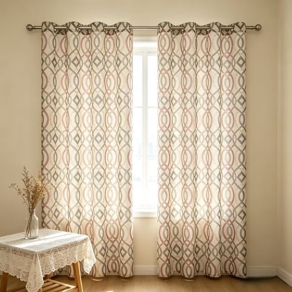 MMJ Striped Linen Sheer Curtain Light Filtering Window Sill Drape for Living Room Rural Decor 78.7x39.4in