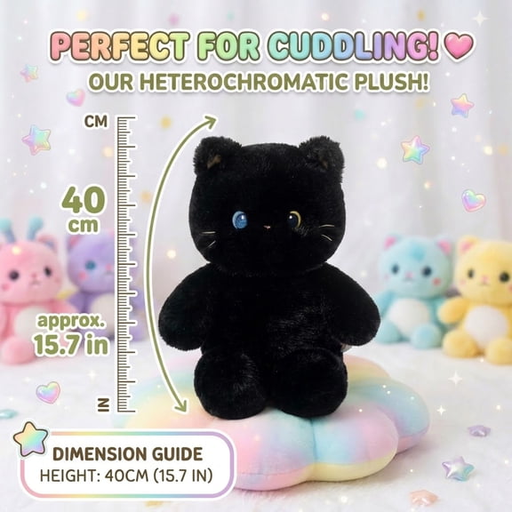 MMJ Stuffed Animals 15.7in Plush Heterochromatic Soft Galactic Cuddle Toy Mysterious Cute Lovable Gift Collectible