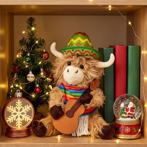 MMJ Stuffed Animals Highland Cow Plush Toy Long Hair Cattle Doll Christmas Gift Home Decor for Age 3 to Adult 7.87x6.30x3.54in