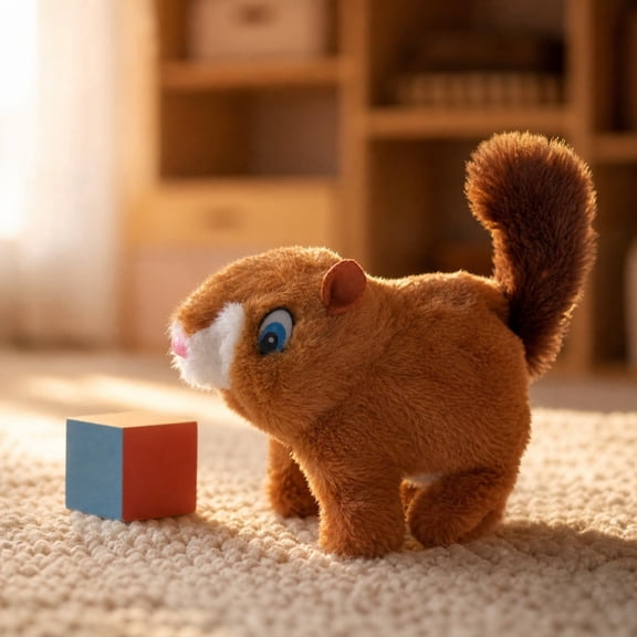 MMJ Stuffed Animals Interactive Squirrel Electronic Plush Toy Walking Barking Wagging Tail 8 Inch Soft Cuddly Collectible Gift