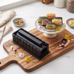 MMJ Sushi Maker Kit Rice Ball Mold with Rolling Mat Onigiri Shaper for Homemade Sushi 7.9x2.8x2.4in