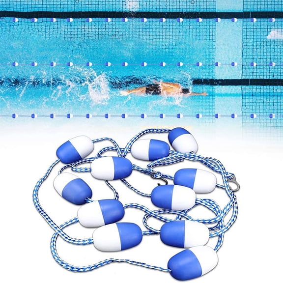 MMJ Swimming Pool Divider Line 16.4ft Float Buoy Rope Safety Lane Marker Plastic White Blue Outdoor Water