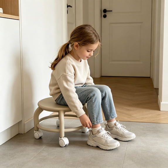 MMJ Swivel Wheel Stool Portable Low Height Chair with Casters for Home Dressing Room 10.24x10.24x7.87in