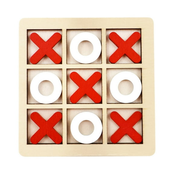 MMJ Tic Tac Toe Board Game Wooden Noughts Crosses Mini Strategy Early Learning 3.94x3.94in for Age 3 to Adult