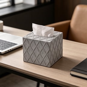 MMJ Tissue Box Holder Desktop Square Refillable Plastic Dispenser for Home Office Car Tabletop Organizer 4.53x4.53in
