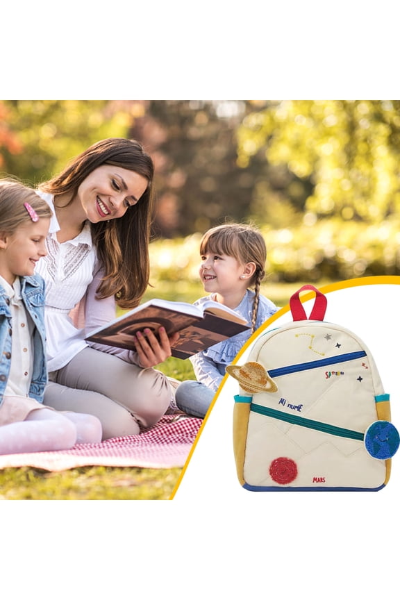 Toddler Backpack Canvas Planet Space Printed Small Travel School Outdoor 11x9.44in Adjustable Strap