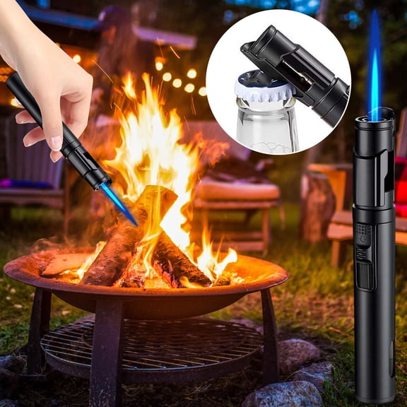 MMJ Torch Lighter Refillable Butane Windproof Long Pen Lighter with Safety Lock for Candle BBQ