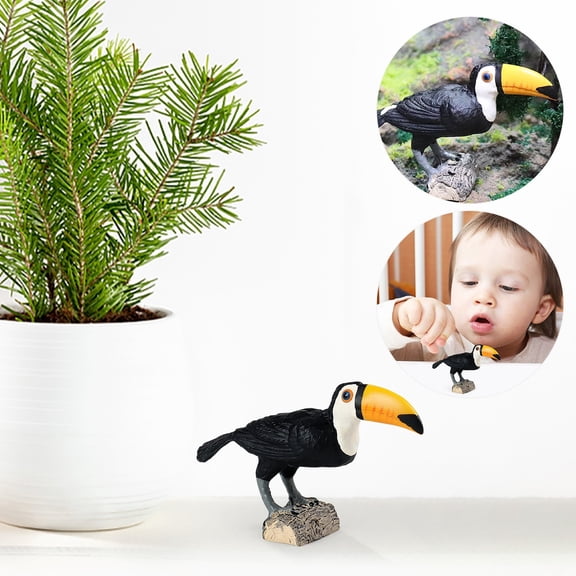 MMJ Toucan Bird Figurine Realistic Plastic Animal Model for Nature Decor Kids Gift Party Favor