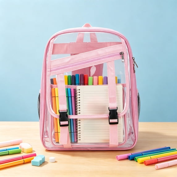 MMJ Transparent Jelly Backpack PVC Clear Cartoon Bag Lightweight Large Capacity for Travel 12.20x16.93x5.91in