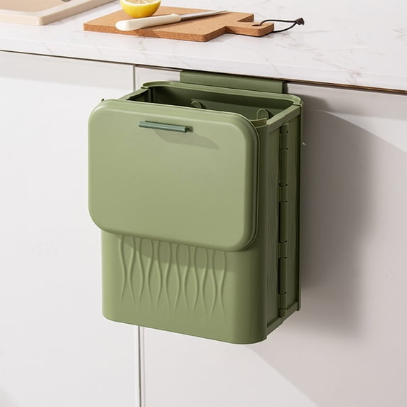MMJ Trash Can Foldable Wall Mounted 12L 9.17x6.81x12.01in No Drill Kitchen Cabinet Hanging Floor Stand Two-Use Bathroom Space