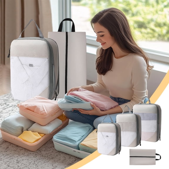 MMJ Travel Compression Storage Bags Four Piece Set Luggage Organizer Bags Waterproof Clothing Storage Bag Complete Set