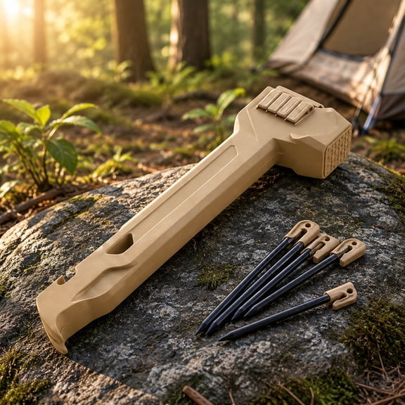 MMJ Travel Essentials Camping Tool Multi Function Mallet with Nail Puller Tent Stake Driver