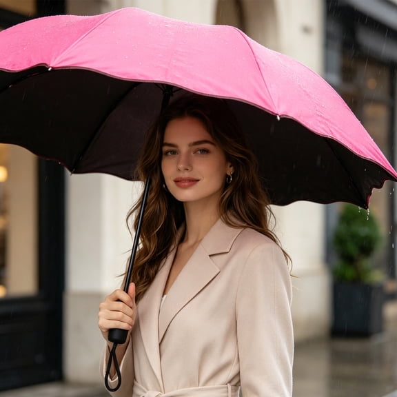 MMJ Travel Umbrella 8 Ribs Manual Open Sun Rain Folding Parasol Water Activated Flower Print UV Protection Portable Women Outdoor
