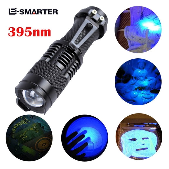 MMJ UV Flashlight 395nm Blacklight LED Torch Portable Compact Aluminum Alloy Handheld Inspection Pet Urine