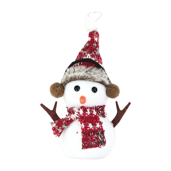 MMJ Under $5 Christmas Decor Mini Snowman Fabric Doll with Hat and Scarf, Desktop Ornament for Shelf Mantel Christmas decorations 7.87in