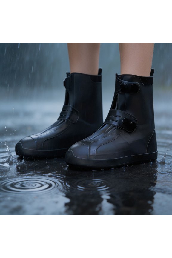 Unisex Rain Shoe Covers Thickened Non Slip Reusable Waterproof Overshoes for Outdoor Walking 9.4x6.7x5.1in