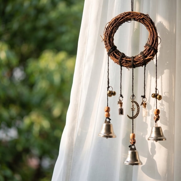 MMJ Witch Protection Bell Bottle Hanging Ornament Blessing Wind Chime Home Window Decor 11.81x6.3x6.3in