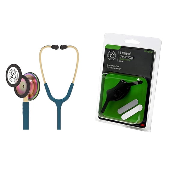 MMM Littmann 5807 Classic III Stethoscope Rainbow Finish Caribbean Blue Tube 27 in.