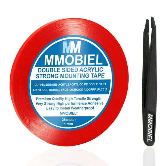 MMOBIEL 1 mm Double Sided Layer Acrylic Strong Adhesive Mounting Tape 25m Long Weatherproof Removable