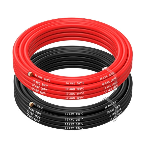 MMOBIEL 10 AWG Silicone Wire 6mm Battery Cable Red Black 8.2ft