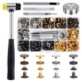 thumbnail image 1 of MMOBIEL 120 Pcs Snap Button Kit Snaps Fastener Stainless Steel 4 Colors for Jeans, Jackets, Clothing Incl. Heavy Duty Punch Hole Pliers and Hammer, 1 of 4