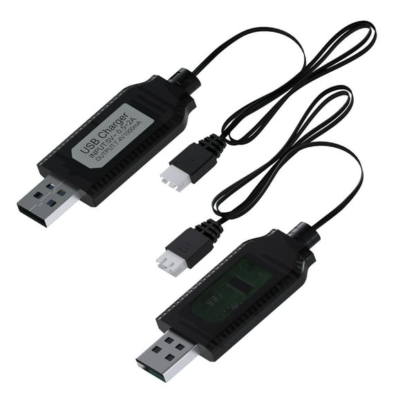 MMOBIEL USB Charger Cable 2-Pack for 7.4V LiPo Li-ion RC Batteries