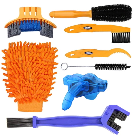 MMOBIEL 7-Piece Bike Cleaning Tool Set Professional Universal Bicycle Brush Kit for Chain, Wheel, Tire & Sprocket For Mountain, Road, City, BMX, Folding & E-Bikes Multi-Function Bike Care Kit