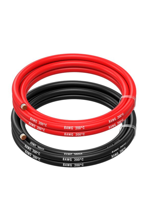 8 AWG Silicone Wire 5ft Red & Black Tinned Copper Battery Cable