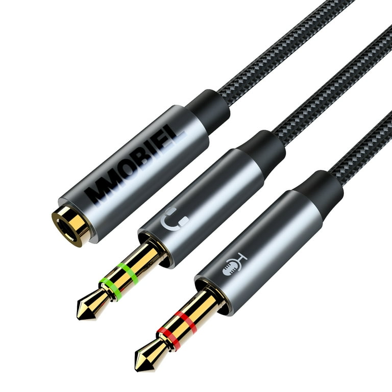 MMOBIEL Headphone Splitter Adapter 3.5mm Mic and Audio Y Splitter for Computer 3.5mm 1 Female to 2 Male Stereo and Microphone Audio and Mic Splitter for Headset to PC Laptop 0.9 Foot Walmart