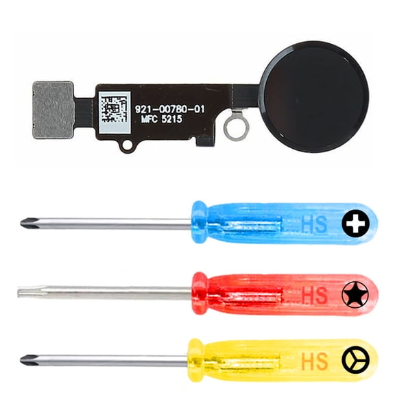MMOBIEL Home Button Compatible with iPhone 7/7 Plus - Flex Cable Connector - Replacement - Decoration only no Function - Incl. Screwdrivers – Black.