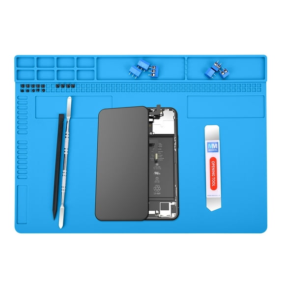 MMOBIEL Silicone Soldering Mat 14x9in Heat Resistant 500°C Blue