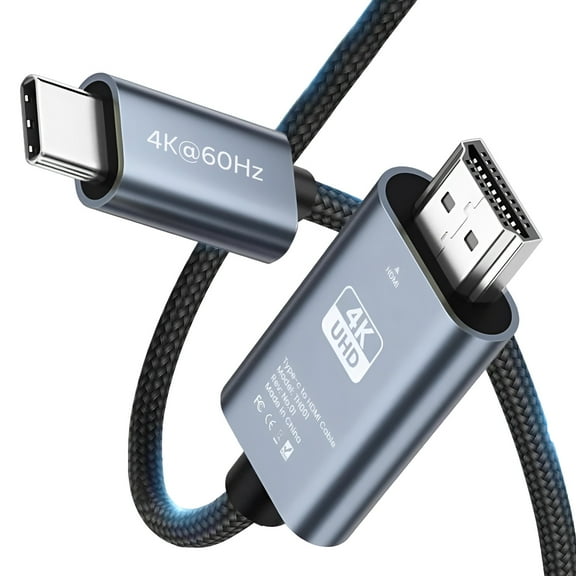 MMOBIEL USB-C to HDMI Cable 2m 4K@60Hz Braided Aluminum