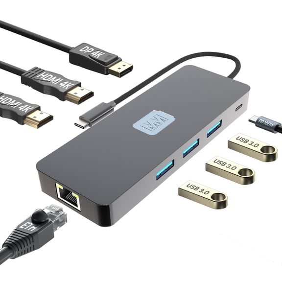 MMOBIEL USB-C Hub Dual HDMI DP 4K 60Hz 100W PD Ethernet