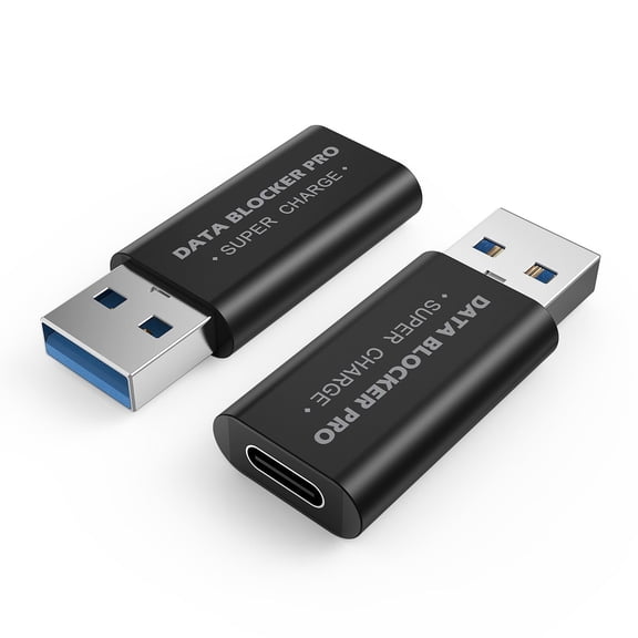 MMOBIEL USB-C to USB-A Data Blocker 2 Pack Charge Only Black