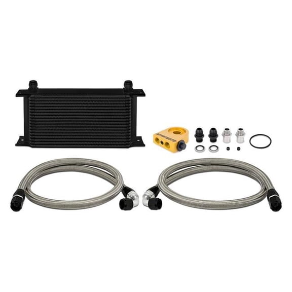 MMOC-ULTBK Universal 19 RowThermostatic Oil Cooler Kit for 2018 Ford Mustang GT, Black
