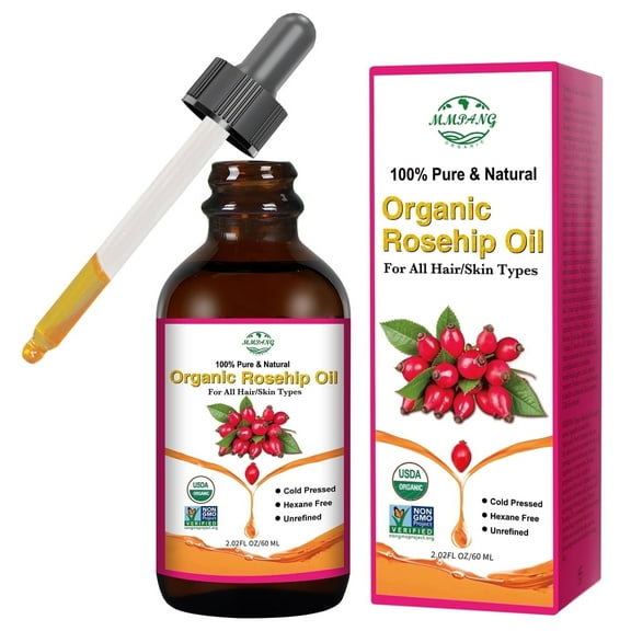 MMPANG Rosehip Seed Oil, USDA Organic, Cold Pressed, Unrefined, Massage Oil for Face, Skin & Hair, 2oz