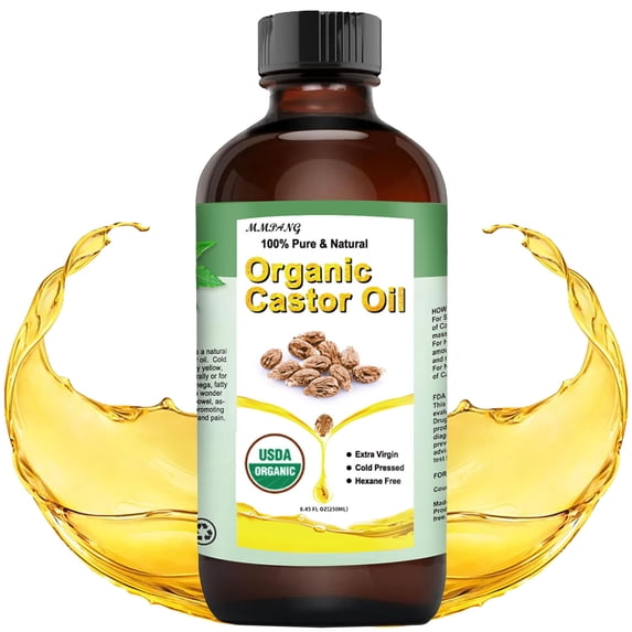 MMPANG Pure Castor Oil with glass bottle | 100% Natural | Premium Grade Cold Pressed | Hair, Eyelashes, Eyebrows, Nails | Moisturizing & Nourishing | Body, Hair & Carrier Oil | 8 Fl Oz