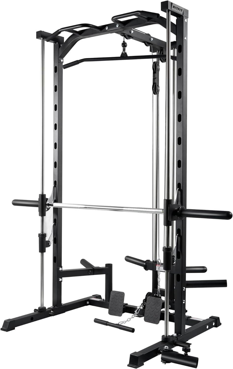 MMQ Smith Machine Power Rack with LATPull Down System, Landmine