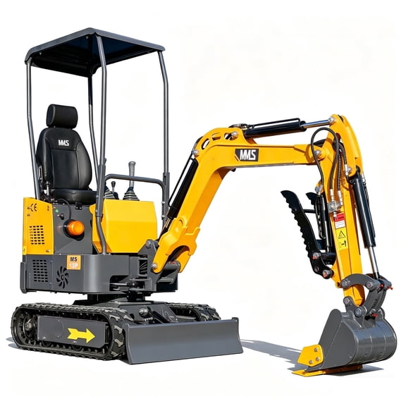 MMS 1.2 Ton Pro Mini Excavator, 13.5HP B&S EPA Gas Engine, Swing Boom, Adjustable Seat, Safety Light, MS12P Trencher Digging Machine