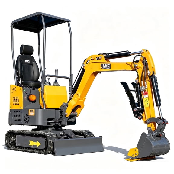 MS12P 1.2 Ton Mini Excavator, 13.5HP B&S EPA Gas Engine, Swing Boom, Adjustable Seat, Safety Light, Trencher Digging Machine