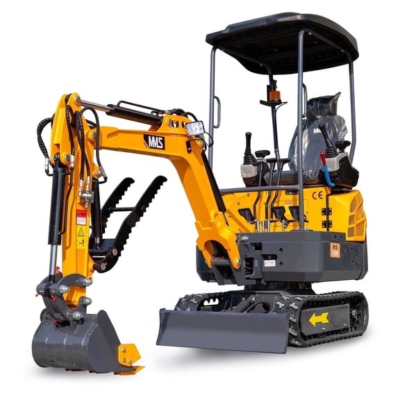 MMS 1.5 Ton Mini Excavator 13.5HP B&S EPA Gas Engine, Swing Boom, Hydraulic Pilot Control, Adjustable Seat, Safety Light, MS15P Trencher Digging Machine