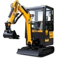 thumbnail image 1 of MMS 2 Tons Mini Excavator Closed Cab with Swing Boom 16HP 900cc Kubota Diesel Engine Hydraulic Pilot Control Crawler Trencher Digger, 1 of 8
