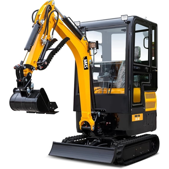 MMS 2 Tons Mini Excavator Closed Cab with Swing Boom 16HP 900cc Kubota Diesel Engine Hydraulic Pilot Control Crawler Trencher Digger