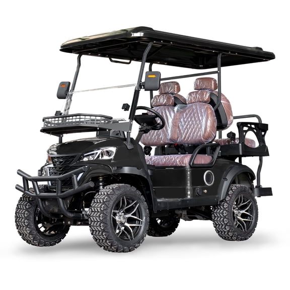 MMS 4P 60V Electric Golf Cart with 5KW Motor, 20 MPH Top Speed, 44 Miles Range, Ages 16 and Up, Advanced Suspension, Rear &Front Storage, LCD Display