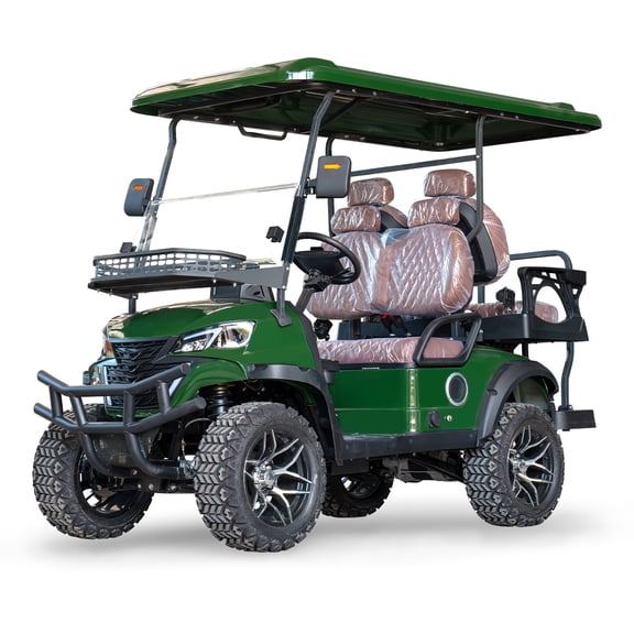 MMS 60V Electric Golf Cart, 4P Vehicle with 5KW Motor, 20 MPH Top Speed 44 Miles Range, Ages 16 and Up, Advanced Suspension, Rear &Front Storage, LCD Display